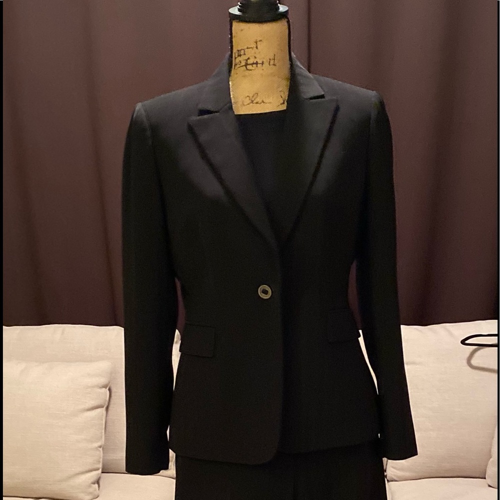 Tahari black strip suit